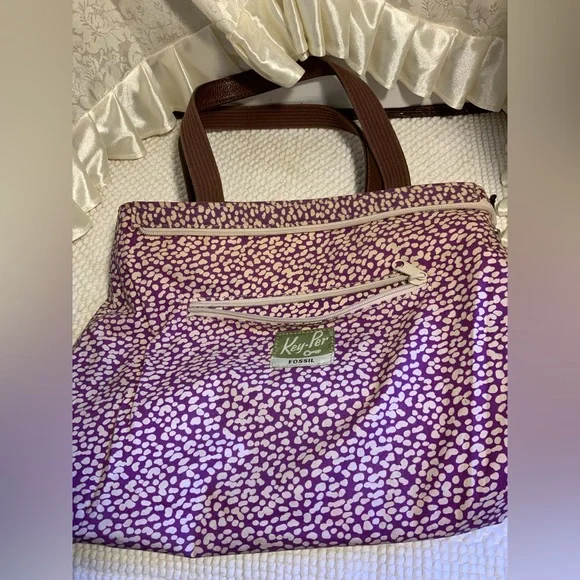 FOSSIL COATED CANVAS & LEATHER BAG - Picture 7 of 12